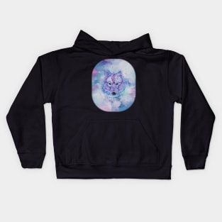 spirit wolf of the misty winter forest Kids Hoodie